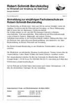 Anmeldung zur einjährigen Fachoberschule am Robert-Schmidt-Berufskolleg